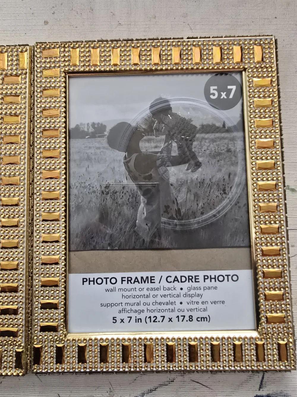 Gold Beaded 5x7 Photo New 2 Piece Handmade Can Be Separate Handmade